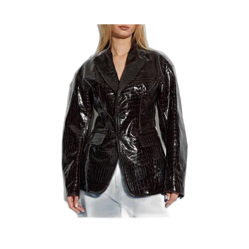 Single Breasted Embossed Leather Jacket