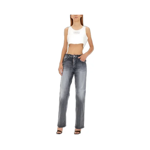 Faded Effect Straight-Leg Jeans