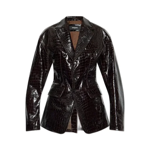 Single Breasted Embossed Leather Jacket