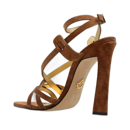 Twin Crossover-Strap Heeled Sandals