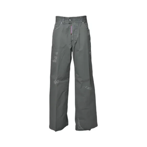 Distressed Straight-Leg Trousers
