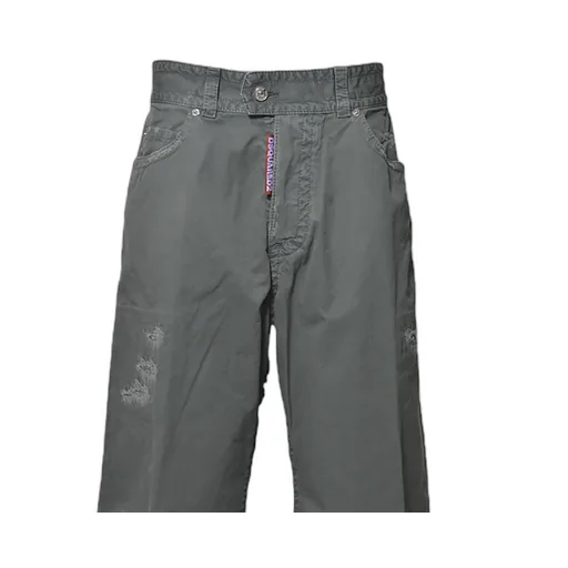 Distressed Straight-Leg Trousers
