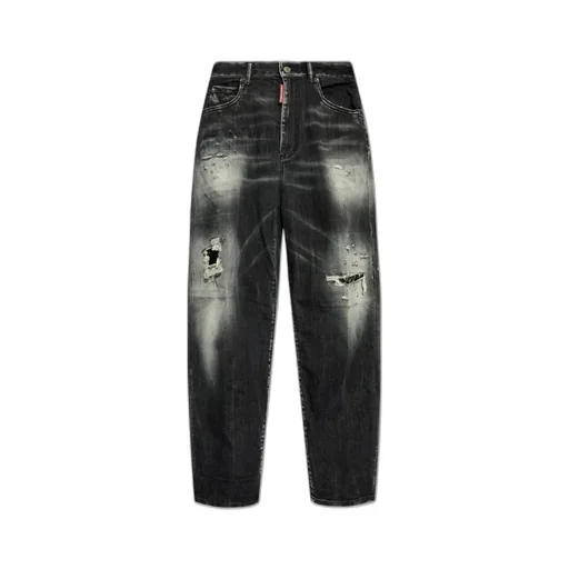 Distressed Straight-Leg Jeans