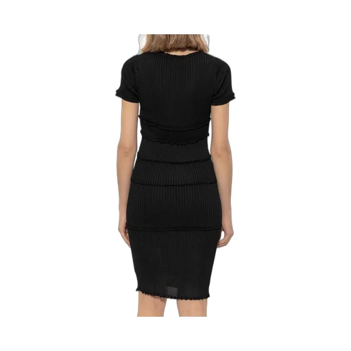 Short-Sleeved Midi Ribbed Dress