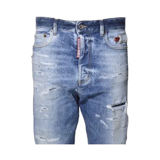 Logo-Patch Distressed Tapered Jeans