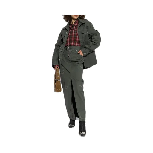 Button-Up Distressed Belted Overshirt