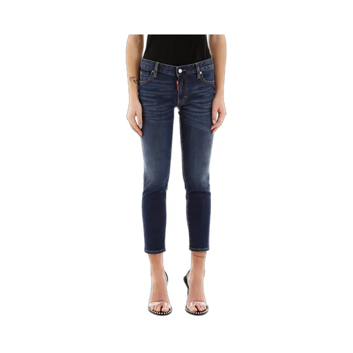 Logo Appliqué Mid-Rise Cropped Jeans