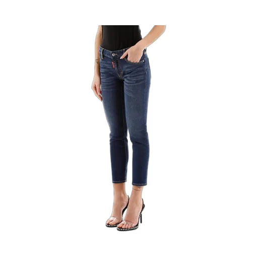 Logo Appliqué Mid-Rise Cropped Jeans