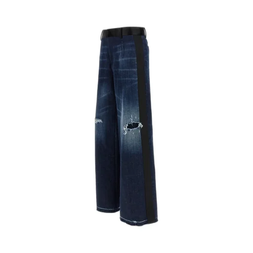 Distressed Wide-Leg Jeans