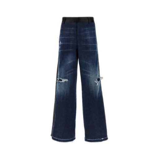 Distressed Wide-Leg Jeans