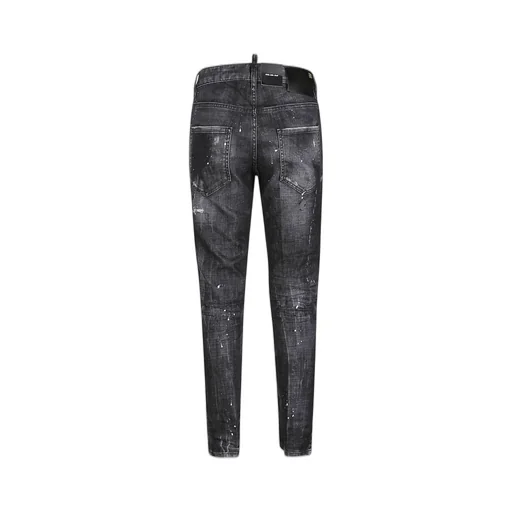 Straight-Leg Distressed Skinny Jeans