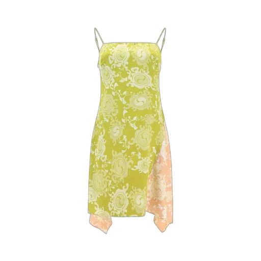 Floral-Printed Asymmetric Hem Draped Dress