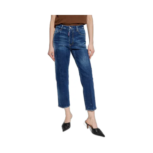Distressed Logo Patch Jeans