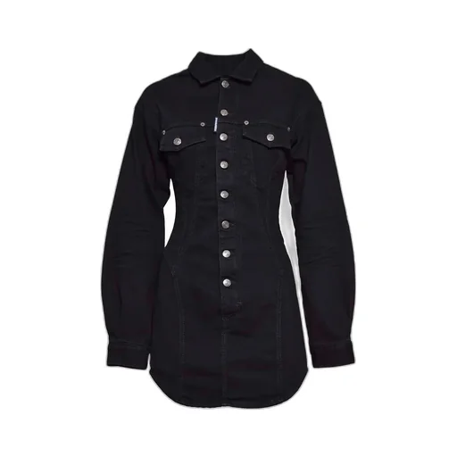 Logo Patch Denim Shirt Dress