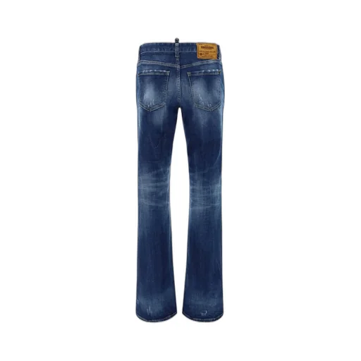 Logo-Patch Distressed Bootcut Jeans