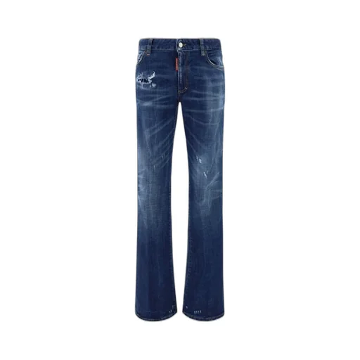 Logo-Patch Distressed Bootcut Jeans