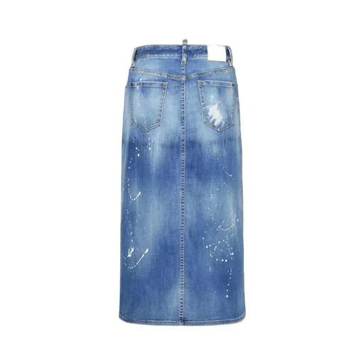 Distressed Denim Midi Skirt