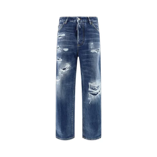 Distressed Straight-Leg Boston Jeans