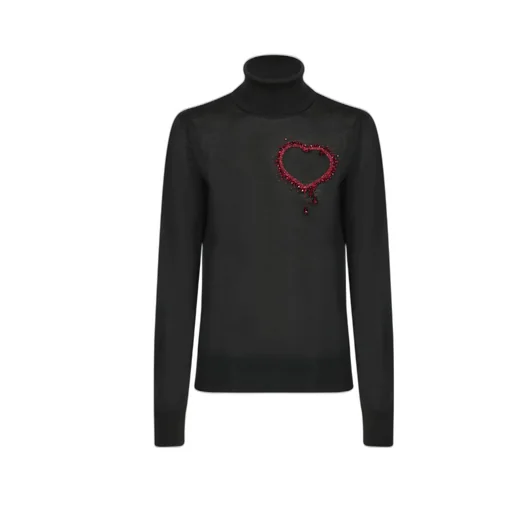 Heart Embellished Turtleneck Knitted Jumper
