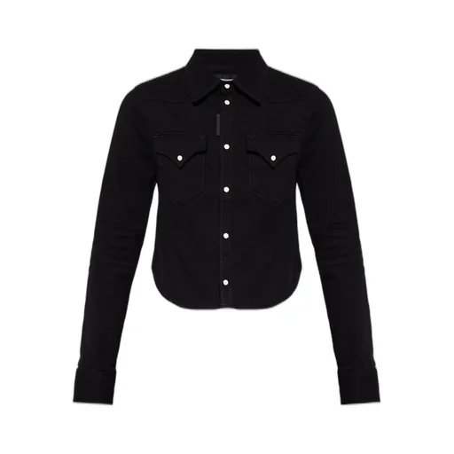 Collared Button-Up Cropped Shirt