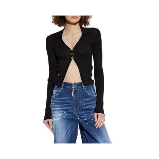 Ribbed-Knit Long Sleeved Cardigan