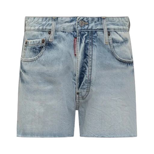 Logo-Patch Distressed Denim Shorts