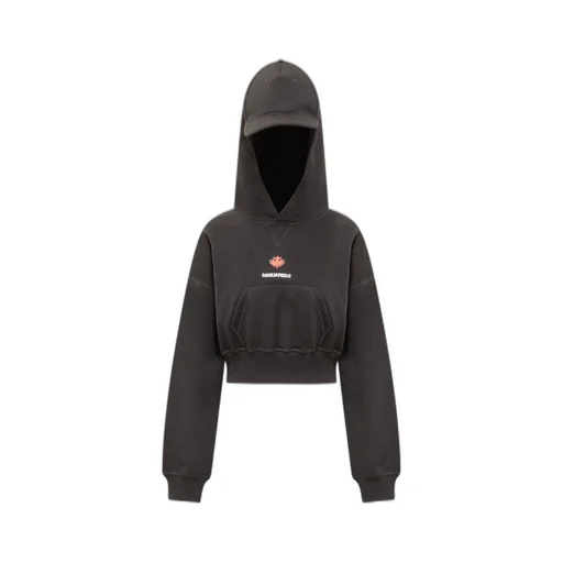 Logo Printed Cropped Hoodie