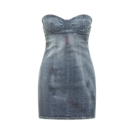 Embellished Denim Bustier Mini Dress