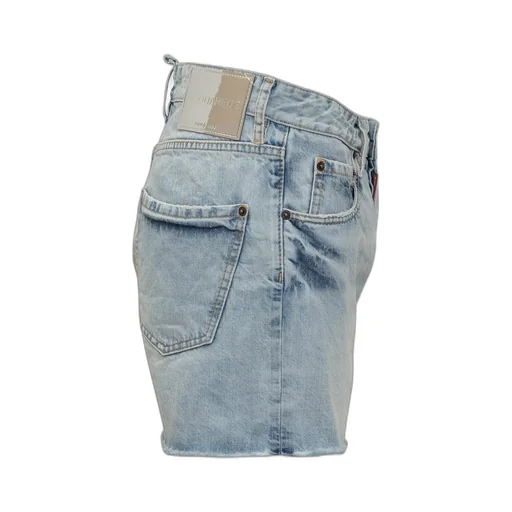 Logo-Patch Distressed Denim Shorts