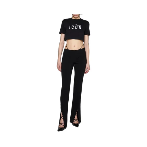 Strap Detailed Buckled Flared Pants