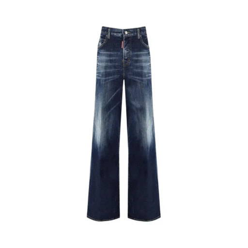 Distressed Wide-Leg Jeans