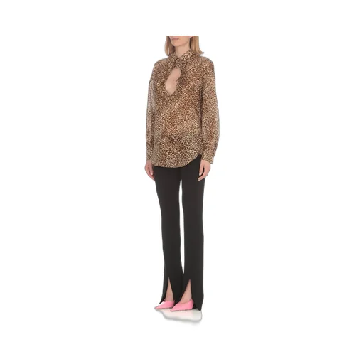 Leopard Printed Curved Hem Shirt