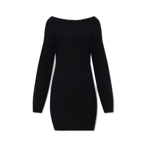 Off-Shoulder Long-Sleeved Knitted Dress