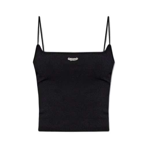 Logo-Plaque Square Neck Knitted Top