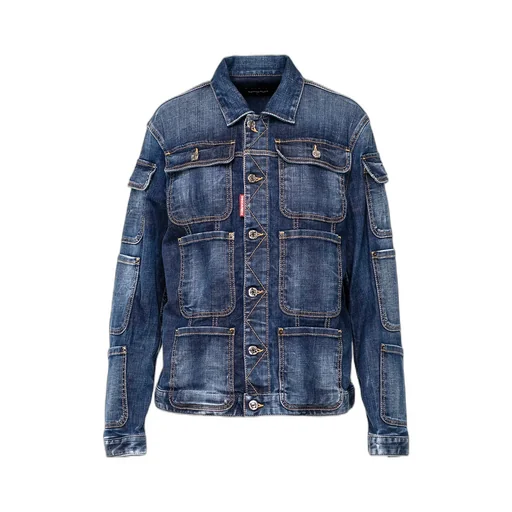 Pocket-Detailed Buttoned Denim Jacket