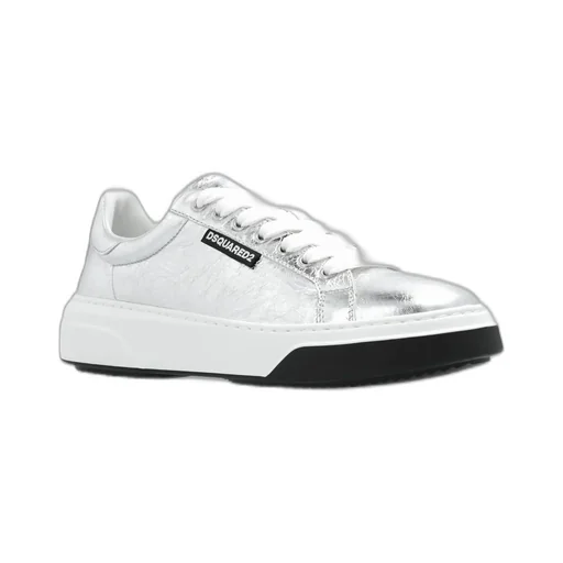 Round-Toe Metallic Lace-Up Sneakers