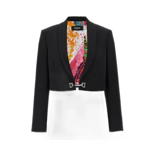 Logo-Plaque Long-Sleeved Cropped Blazer