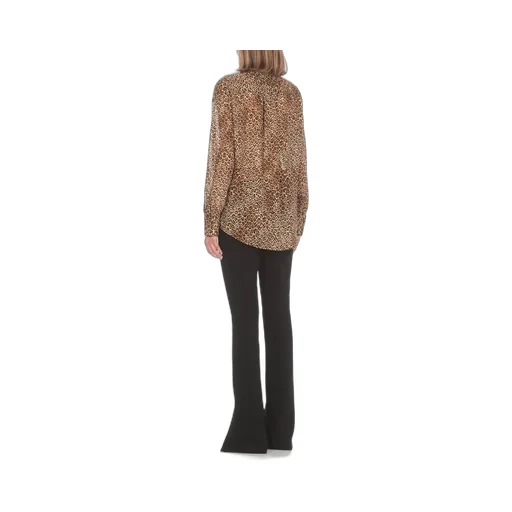 Leopard Printed Curved Hem Shirt