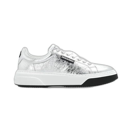 Round-Toe Metallic Lace-Up Sneakers