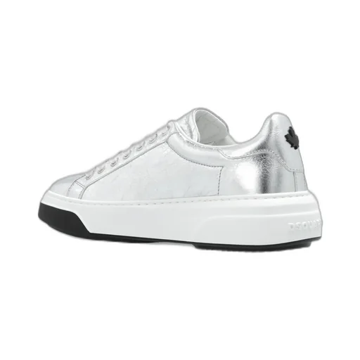 Round-Toe Metallic Lace-Up Sneakers