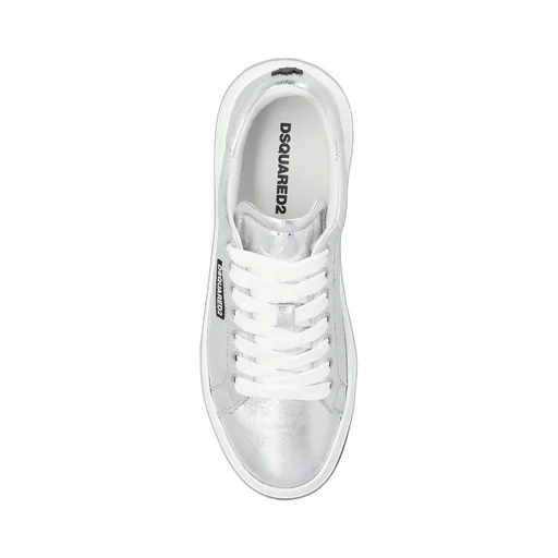 Round-Toe Metallic Lace-Up Sneakers