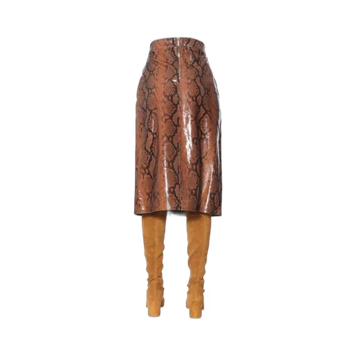 Patterned High Waist Midi Skirt