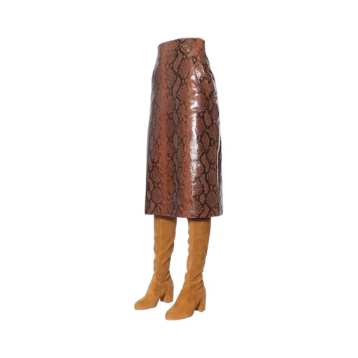 Patterned High Waist Midi Skirt