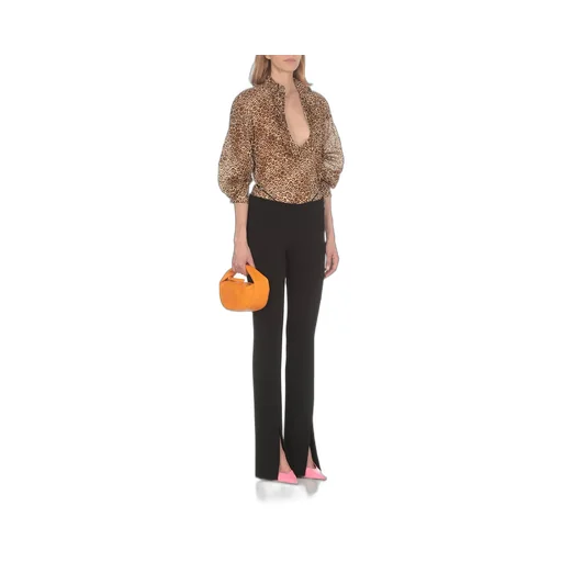 Leopard Printed Curved Hem Shirt