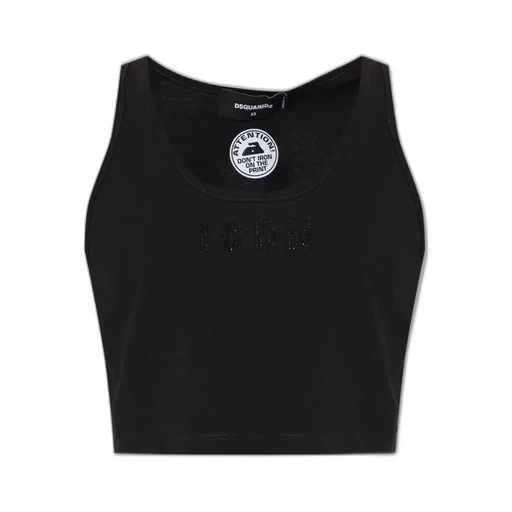 Sleeveless Logo-Embellished Crewneck Cropped Top
