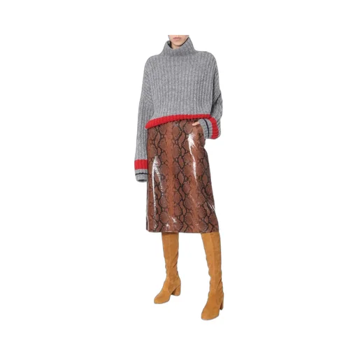 Patterned High Waist Midi Skirt