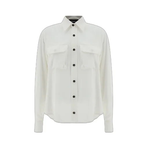 Buttoned Curved Hem Shirt