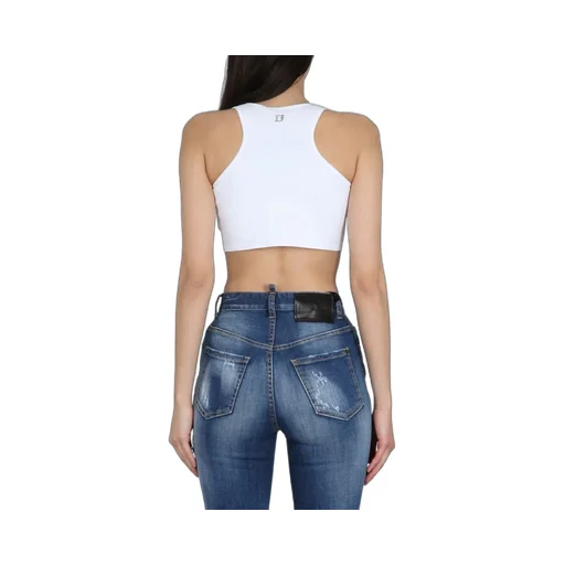 Cut-Out Crewneck Sleeveless Cropped Top