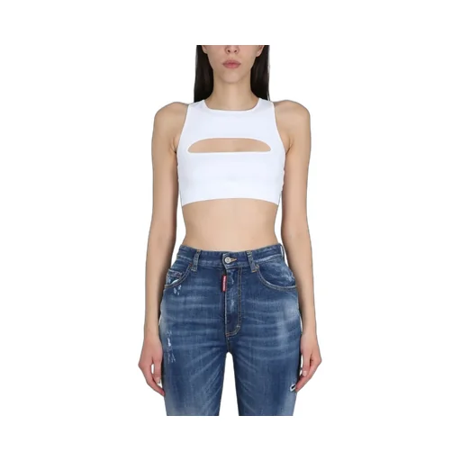 Cut-Out Crewneck Sleeveless Cropped Top