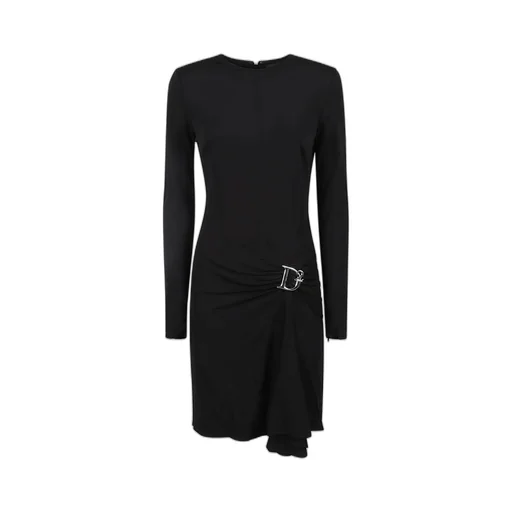 Statement Logo Plaque Flared Midi Dress